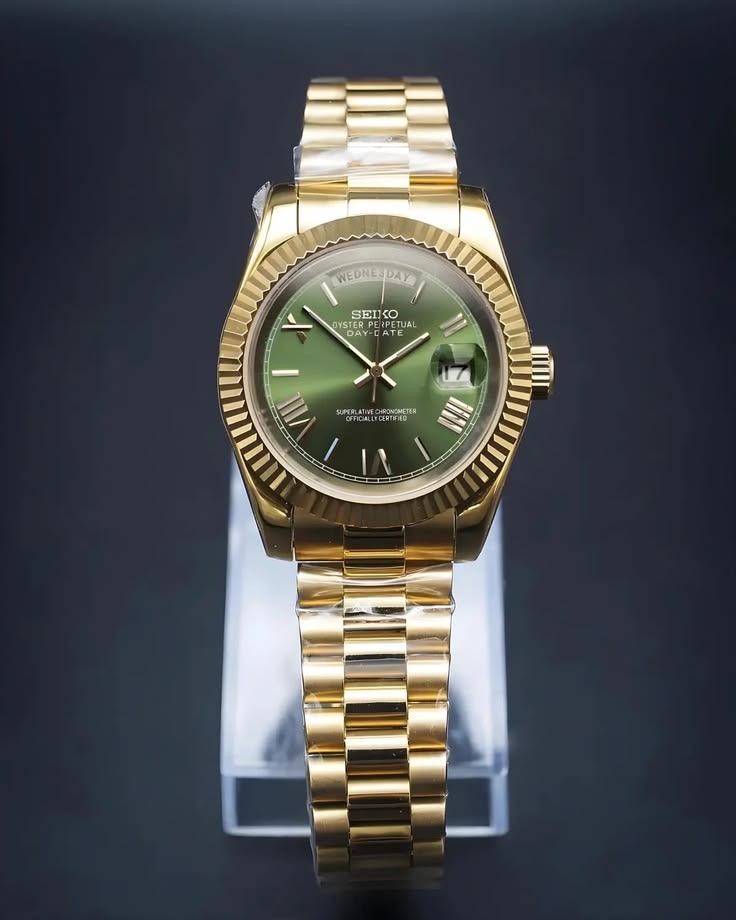 Seiko Day-Date Mod Or Vert